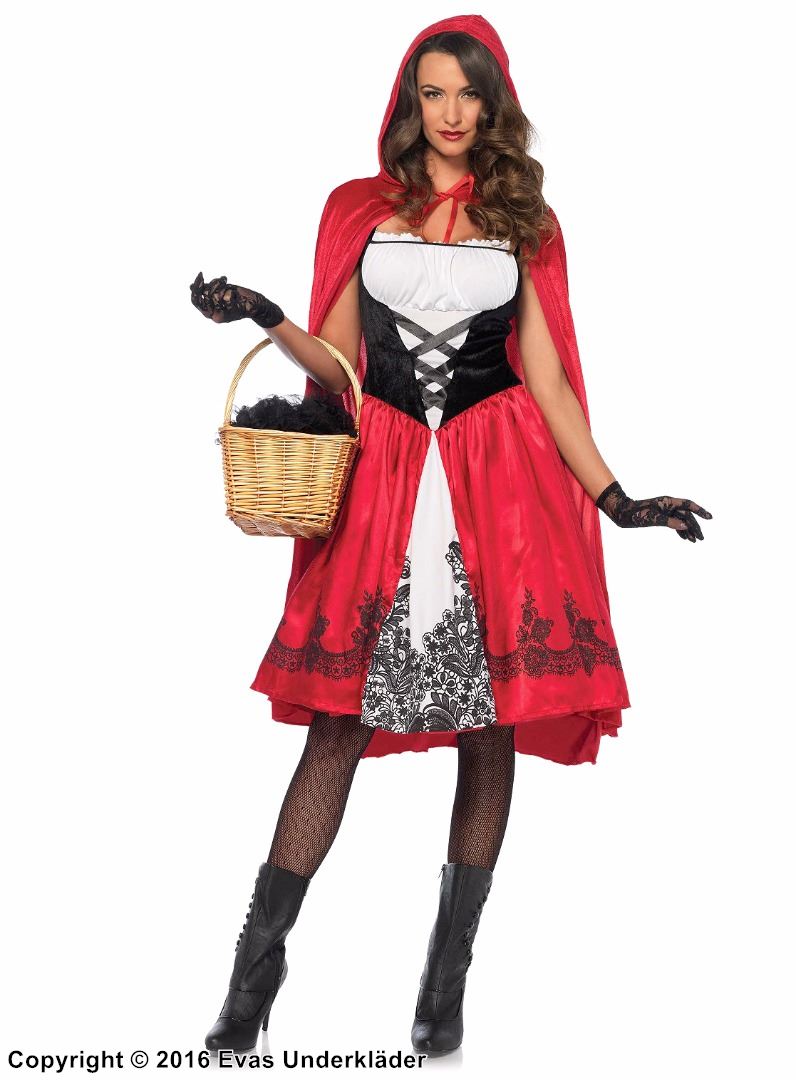 Red Riding Hood, costume dress, lacing, eyelash lace, cape